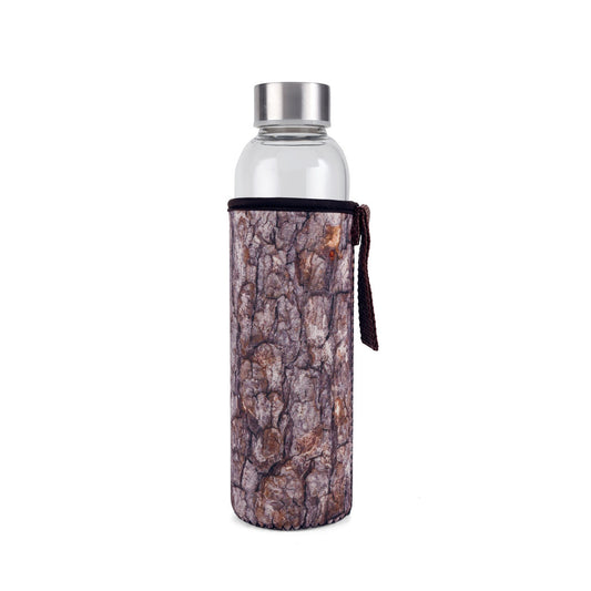 Glass water bottle with sleeve - Log