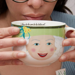 Queen Elizabeth II Mug England HRH in White Green Pink Red