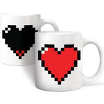 Mug with heat changing 'Pixel Heart' in white