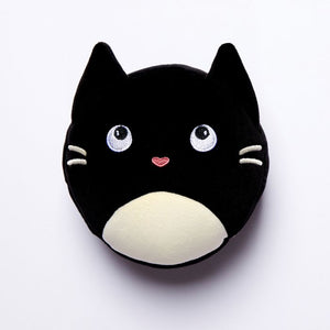 Cat Folding Pillow with Eye Mask Compact Travel Kids Black