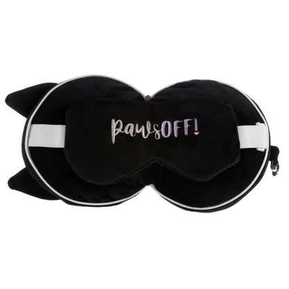 Cat Folding Pillow with Eye Mask Compact Travel Kids Black
