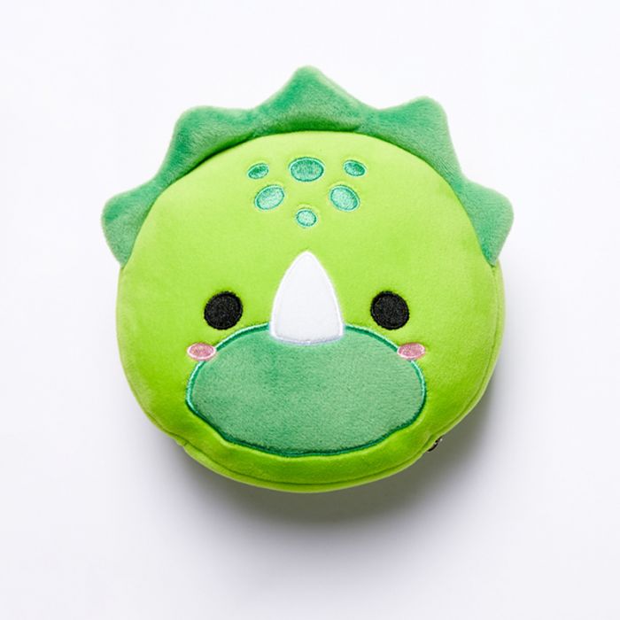 Dinosaur Folding Pillow with Eye Mask Compact Travel Kids Green