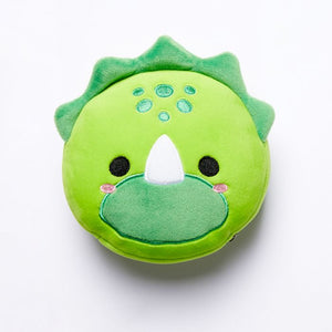 Dinosaur Folding Pillow with Eye Mask Compact Travel Kids Green