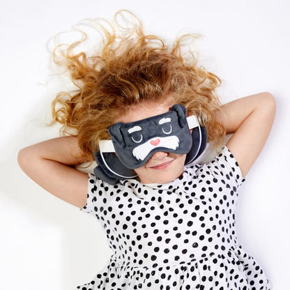 Dog Squad  Folding Pillow with Eye Mask Compact Travel Kids Grey