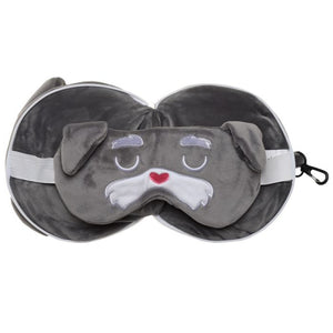 Dog Squad  Folding Pillow with Eye Mask Compact Travel Kids Grey
