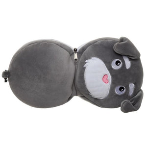 Dog Squad  Folding Pillow with Eye Mask Compact Travel Kids Grey