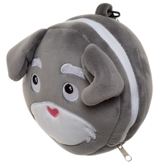 Dog Squad  Folding Pillow with Eye Mask Compact Travel Kids Grey