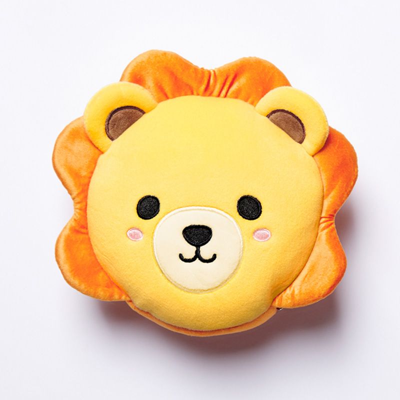 Lion Folding Pillow with Eye Mask Compact Travel Kids Yellow