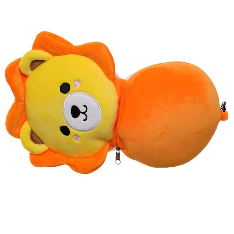 Lion Folding Pillow with Eye Mask Compact Travel Kids Yellow