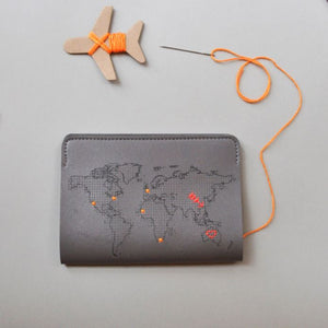 Stitch passport cover in grey