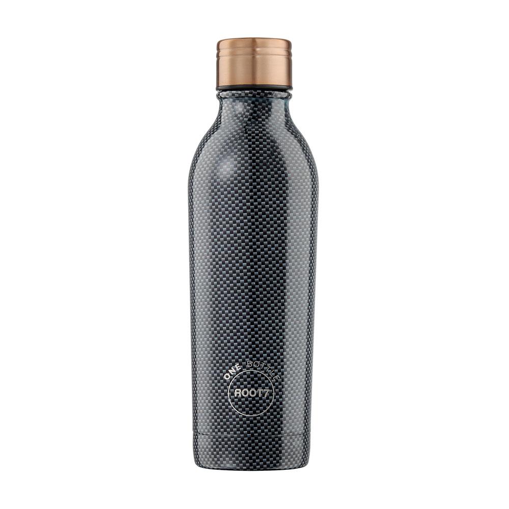 Insulated Water Bottle Carbon Fibre in Grey Black 500ml