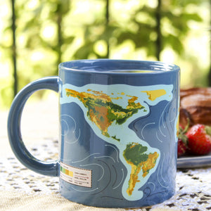 Mug with heat changing World Map of Climate Change in blue