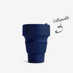 Stojo collapsible cup travel mug 12oz in navy denim