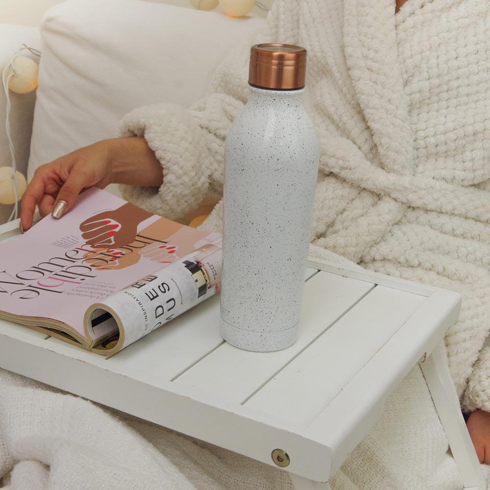 Water Bottle Insulated Double Walled Leak Proof 500ml in White Cookie Crumble Speckles