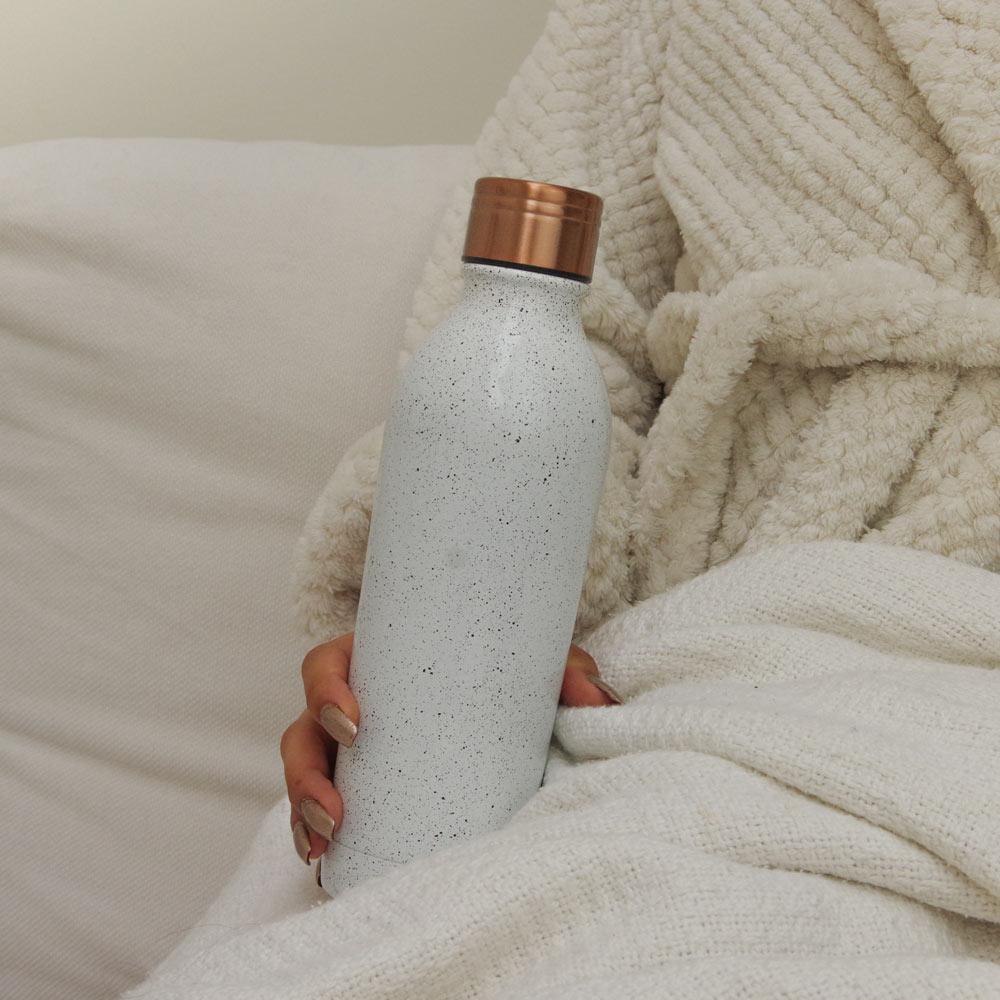 Water Bottle Insulated Double Walled Leak Proof 500ml in White Cookie Crumble Speckles