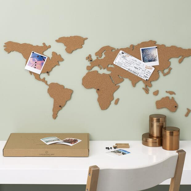 Corkboard travel map