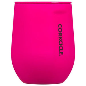 
            
                Load image into Gallery viewer, Corkcicle 12oz stemless thermal cup for hot and cold drinks in neon pink
            
        