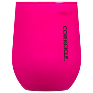 Corkcicle 12oz stemless thermal cup for hot and cold drinks in neon pink