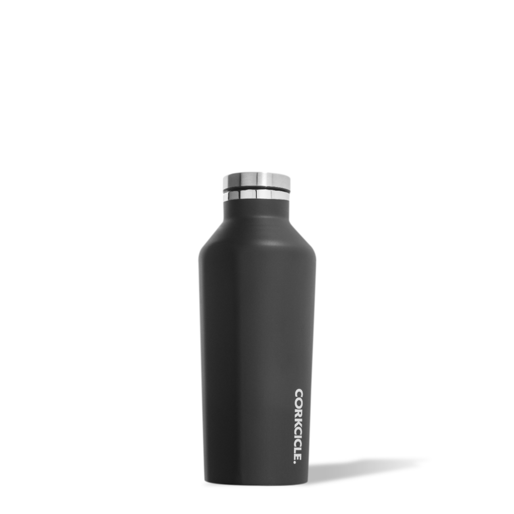 Corkcicle 9oz thermal insulated canteen for hot and cold drinks in matte black