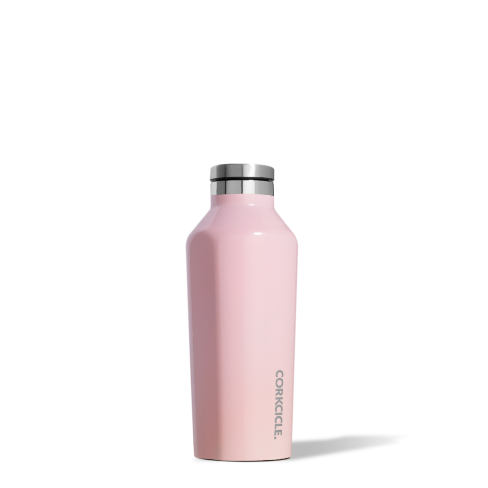 Corkcicle 9oz thermal insulated canteen for hot and cold drinks in rose quartz