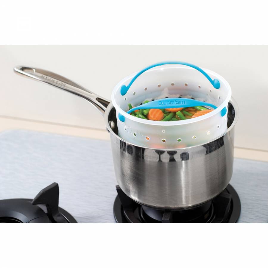 Vebo Steam Strainer Boil Bag Kitchen Hack - Dreamfarm Blue