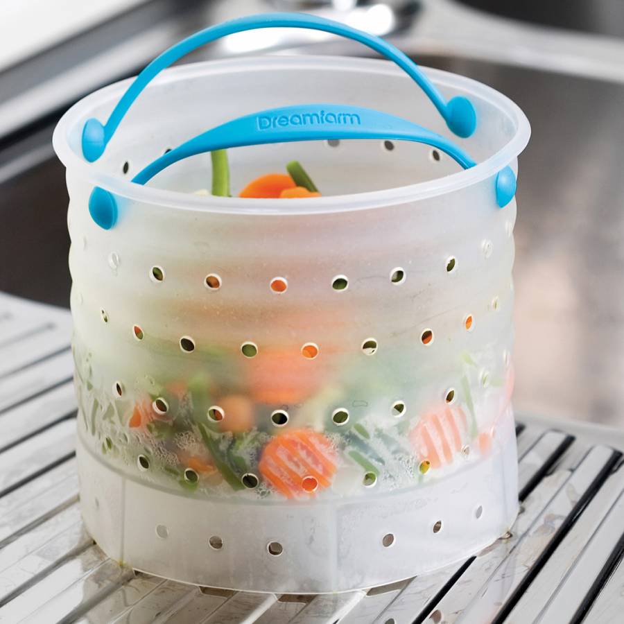 Vebo Steam Strainer Boil Bag Kitchen Hack - Dreamfarm Blue