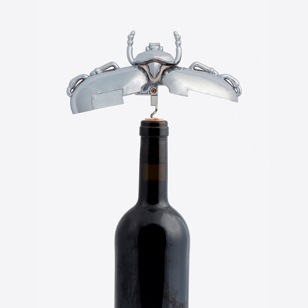 Corkscrew Bottle Opener Beetle Shape Silver