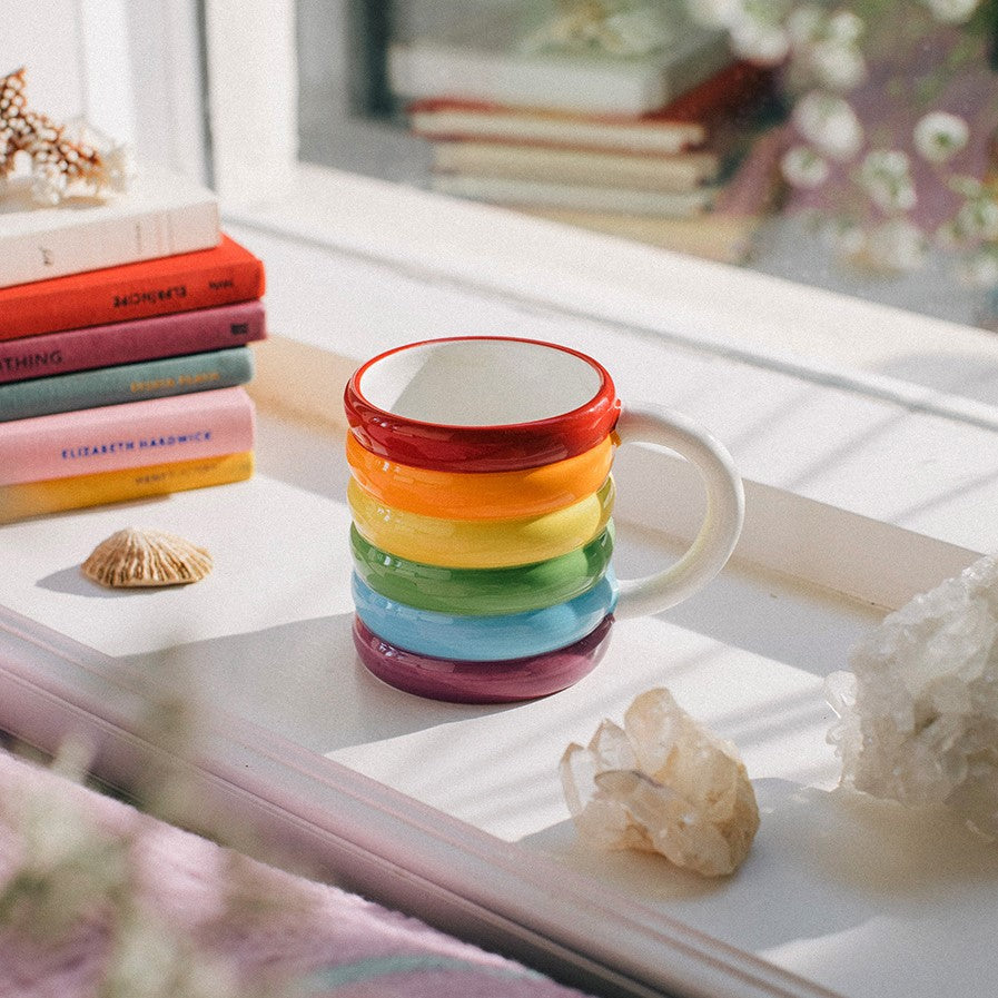 Mug Ceramic Rainbow Multicoloured