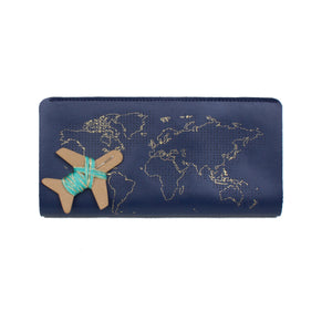 Navy stitch travel wallet