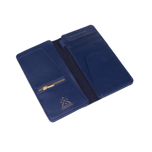 Navy stitch travel wallet