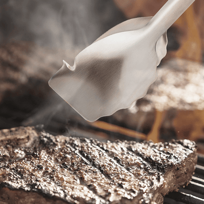 Kitchen BBQ Tongs 12' Clongs Click Lock in Stainless Steel & Red