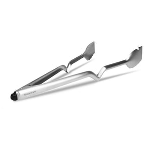Kitchen BBQ Tongs 15" Clongs Click Lock in Stainless Steel & Black