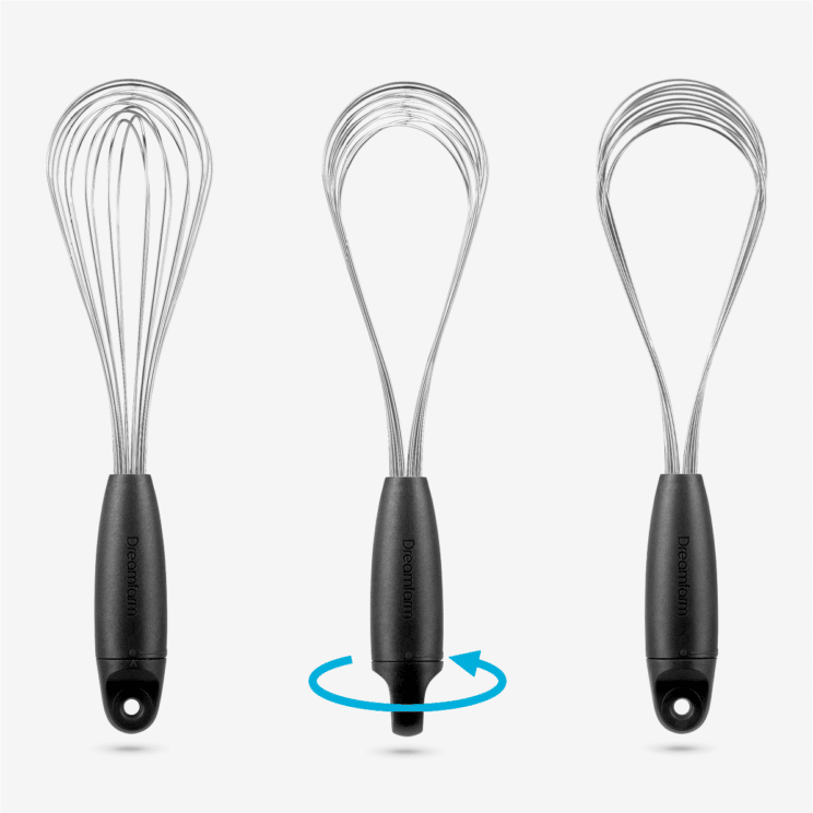 Flisk Fold Flat Balloon Whisk Dreamfarm Black