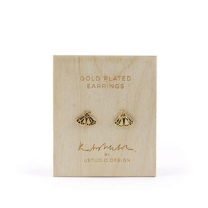 Stud earrings moth shaped in gold by Katy Welsh
