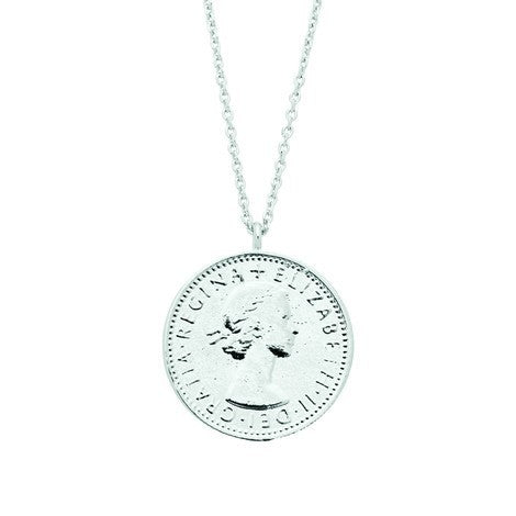 Lucky six pence necklace silver