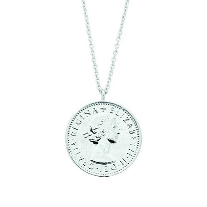 Lucky six pence necklace silver