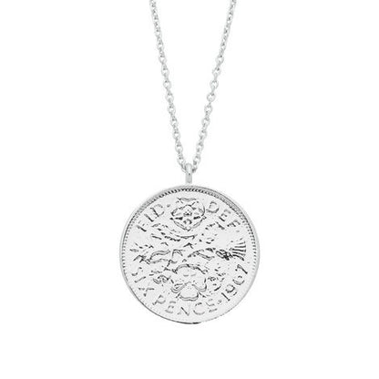 Lucky six pence necklace silver