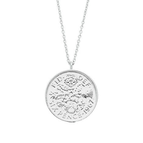 Lucky six pence necklace silver
