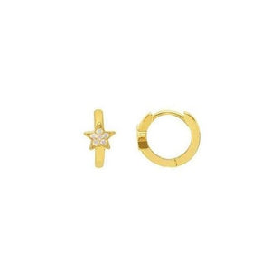 Star Hoop Earrings Cubic Zirconia In Gold