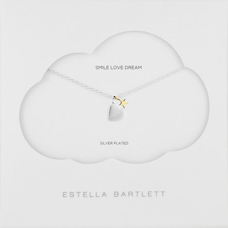 Heart and star double charm silver and gold necklace