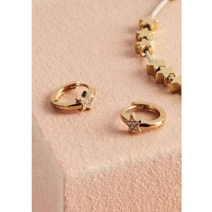 Star Hoop Earrings Cubic Zirconia In Gold