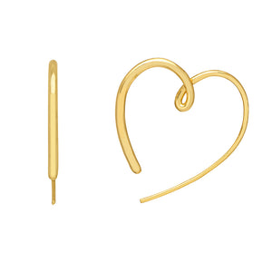 Heart Hoop Earrings Statement Hand-Drawn Gold Plated