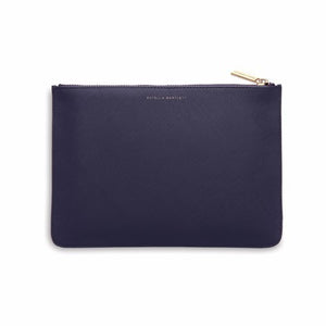 Medium Pouch Vegan Faux Leather 'Live as you Dream' Navy