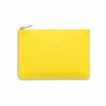 Medium Pouch Vegan Faux Leather 'Happy Thoughts' Yellow
