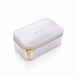 Mini Jewellery Box Faux Leather 'Shine Bright' Iridescent Silver