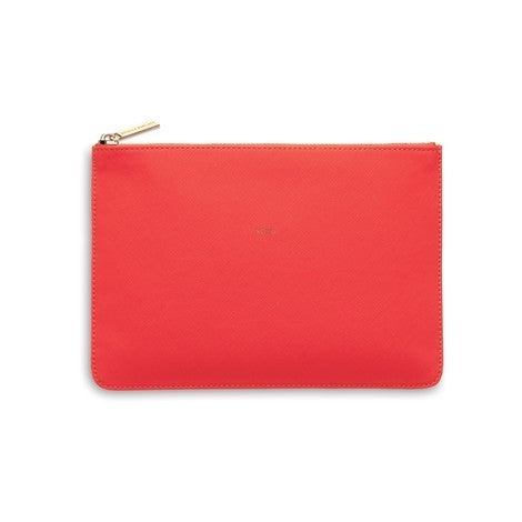 Medium Pouch Vegan Faux Leather 'XOXO' Coral