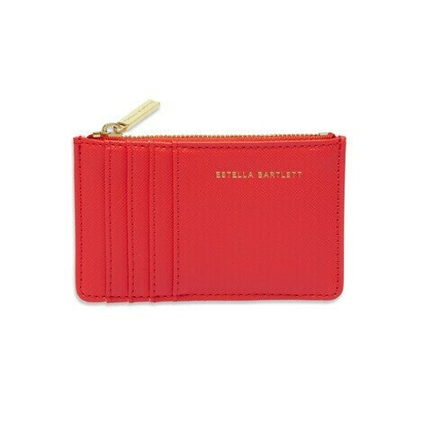 Card Purse Vegan Faux Leather 'Imagination Rules The World' Coral