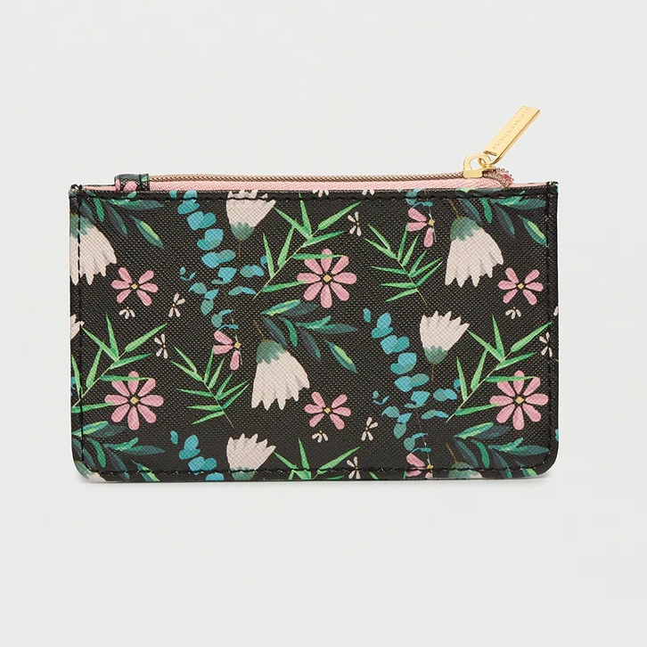 Card Holder Purse Dark Floral Faux Leather Estella Bartlett