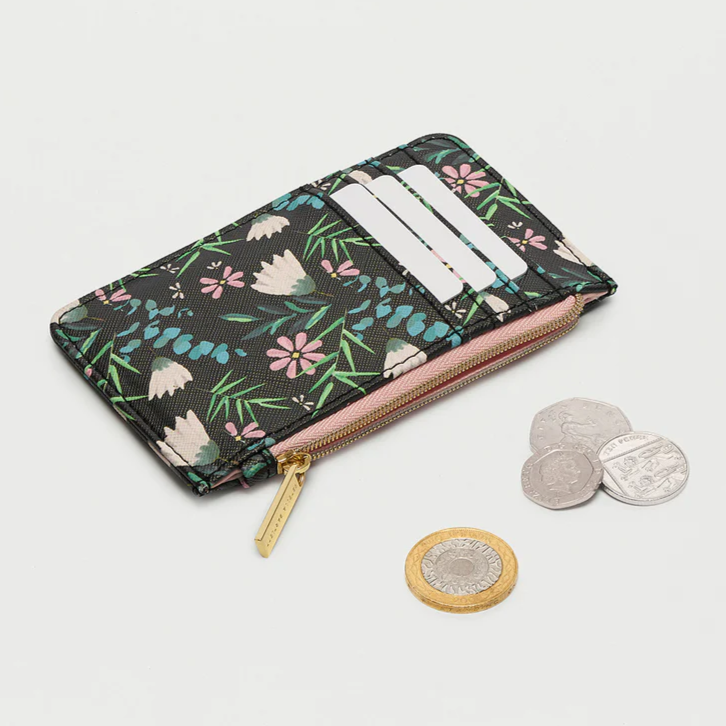 Card Holder Purse Dark Floral Faux Leather Estella Bartlett