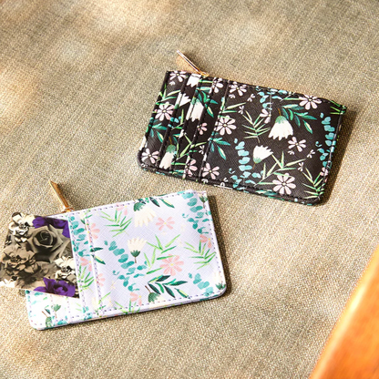 Card Holder Purse Lilac Purple Floral Faux Leather Estella Bartlett